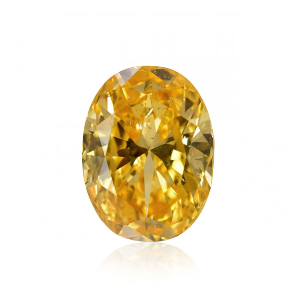 0.48 карат, фантазийный интенсивный оранжево-желтый бриллиант, форма овал, SI2 чистота, GIA