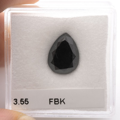 3.55 карат, фантазийный черный бриллиант, форма груша, GIA