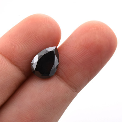 3.55 карат, фантазийный черный бриллиант, форма груша, GIA