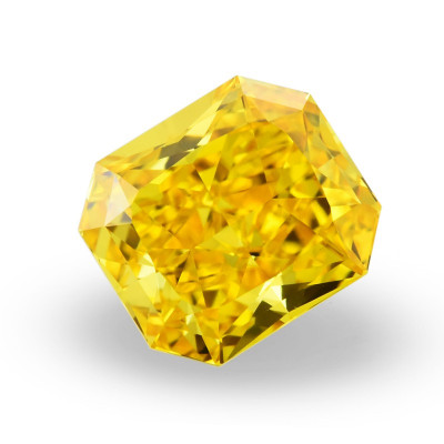 0.51 карат, фантазийный яркий оранжевато-желтый бриллиант, форма радиант, VS1 чистота, GIA
