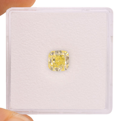 1.00 карат, фантазийный желтый бриллиант, форма кушон, SI1 чистота, GIA